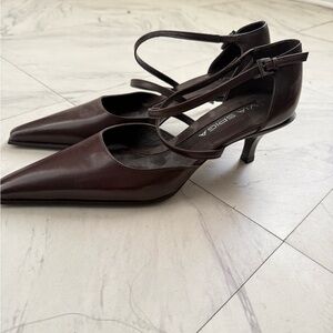 New Via Spiga Dark Brown Leather Heels
